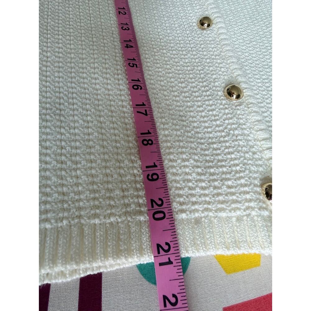 French Connection Egret Textured Knit Short Sleeve Cardigan Gold Buttons Size S - Picture 8 of 8